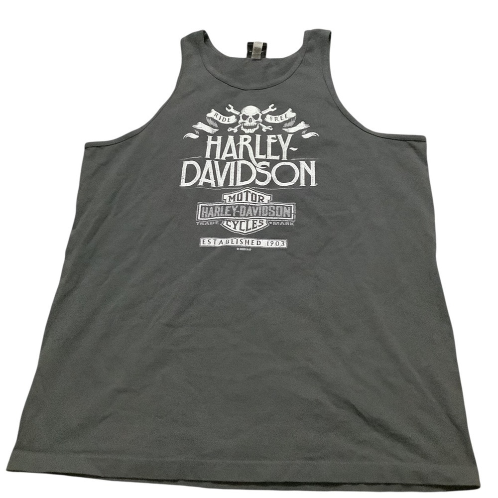 Harley-Davidson Charcoal Tank Top with Bold Graphics - Picture 2 of 3